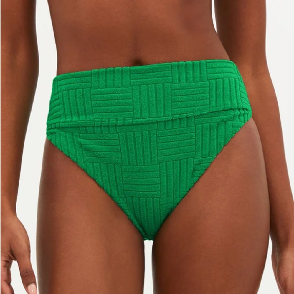 Beach Riot Jelly Bean Green Terry High Waisted Bottoms